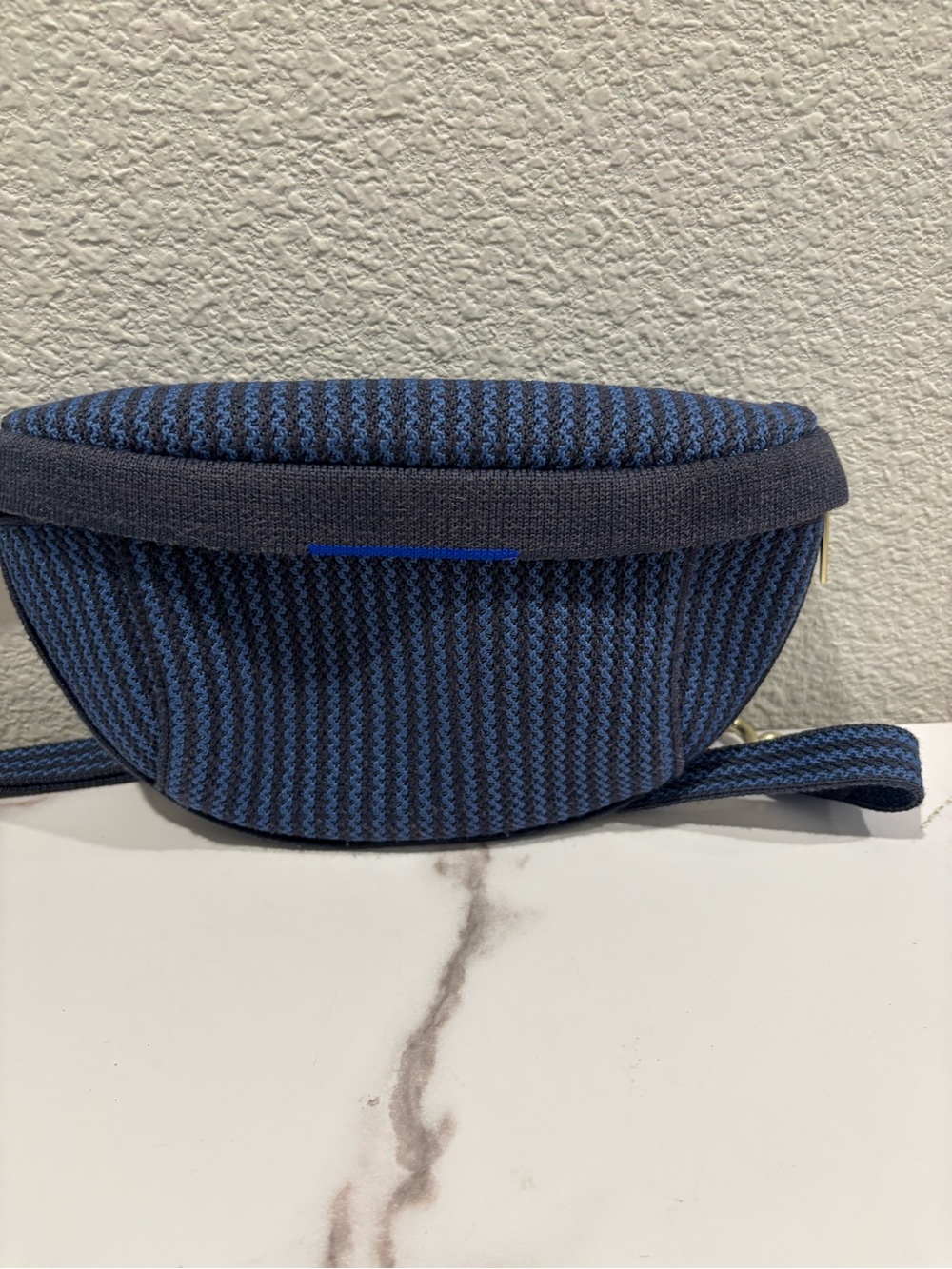 Rothy's Navy and Royal Blue Woven Mini Crossbody Belt Bag - Picture 3 of 9
